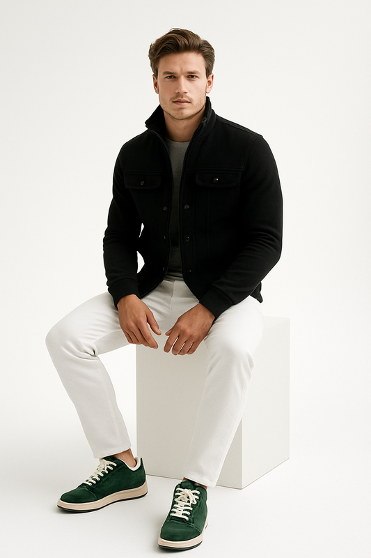 Black Mexican Style Zipper Jacket For Men