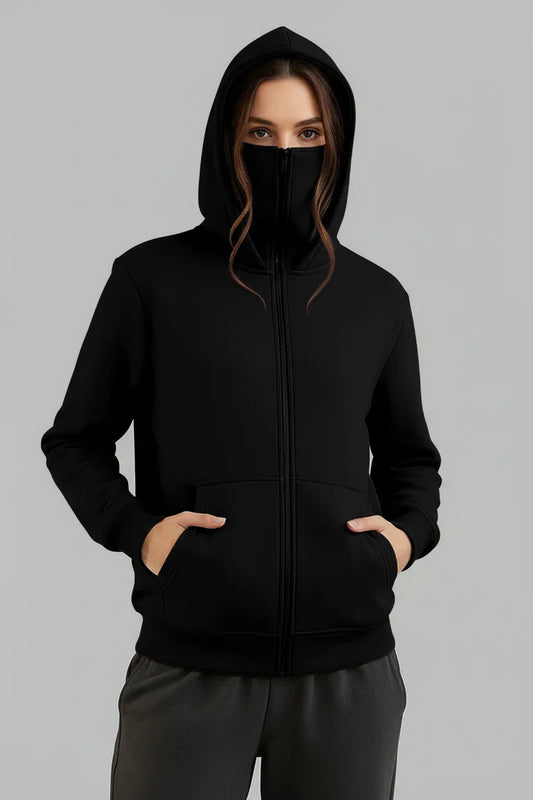 Balaclava Ninja Zipper Hoodie Jacket For Women