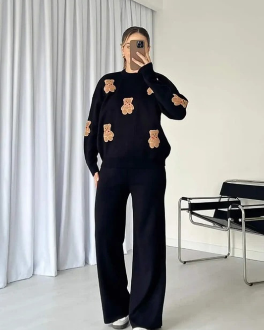 Black Bear Craze Printed Fleece Co-ord Set