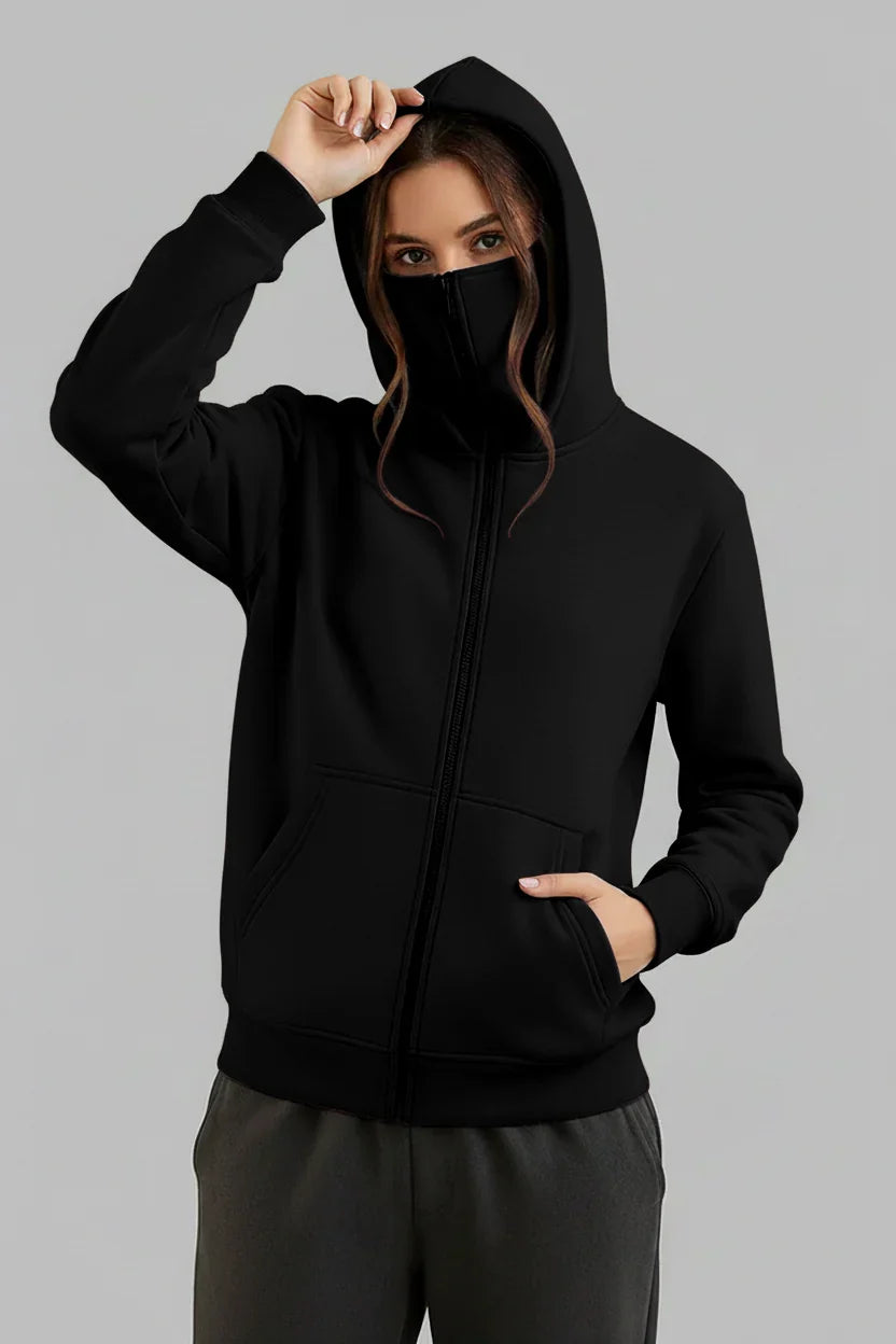 Balaclava Ninja Zipper Hoodie Jacket For Women