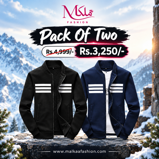 Pack Of Two Black & Navy Three Stripe Zipper Jacket