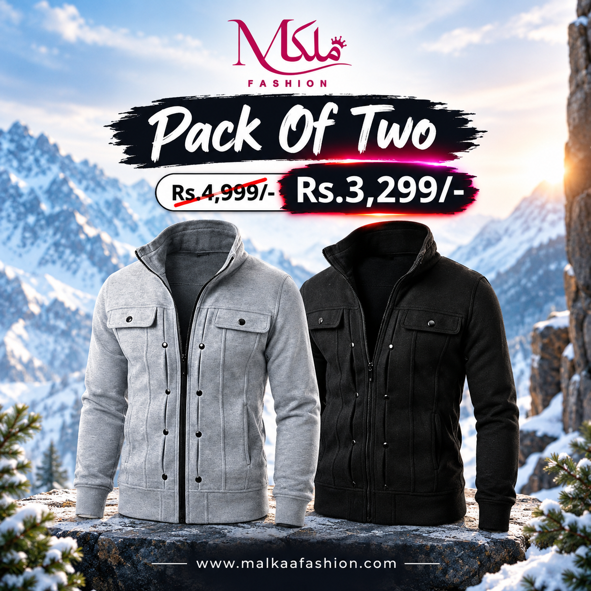 Pack Of Two Black & Grey Mexican Zipper Jacket